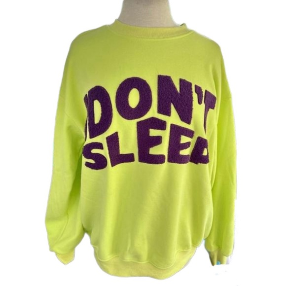 Mochy Tops - Mochy “I DON’T SLEEP” Neon Yellow Green Purple Size OS One Size Cotton